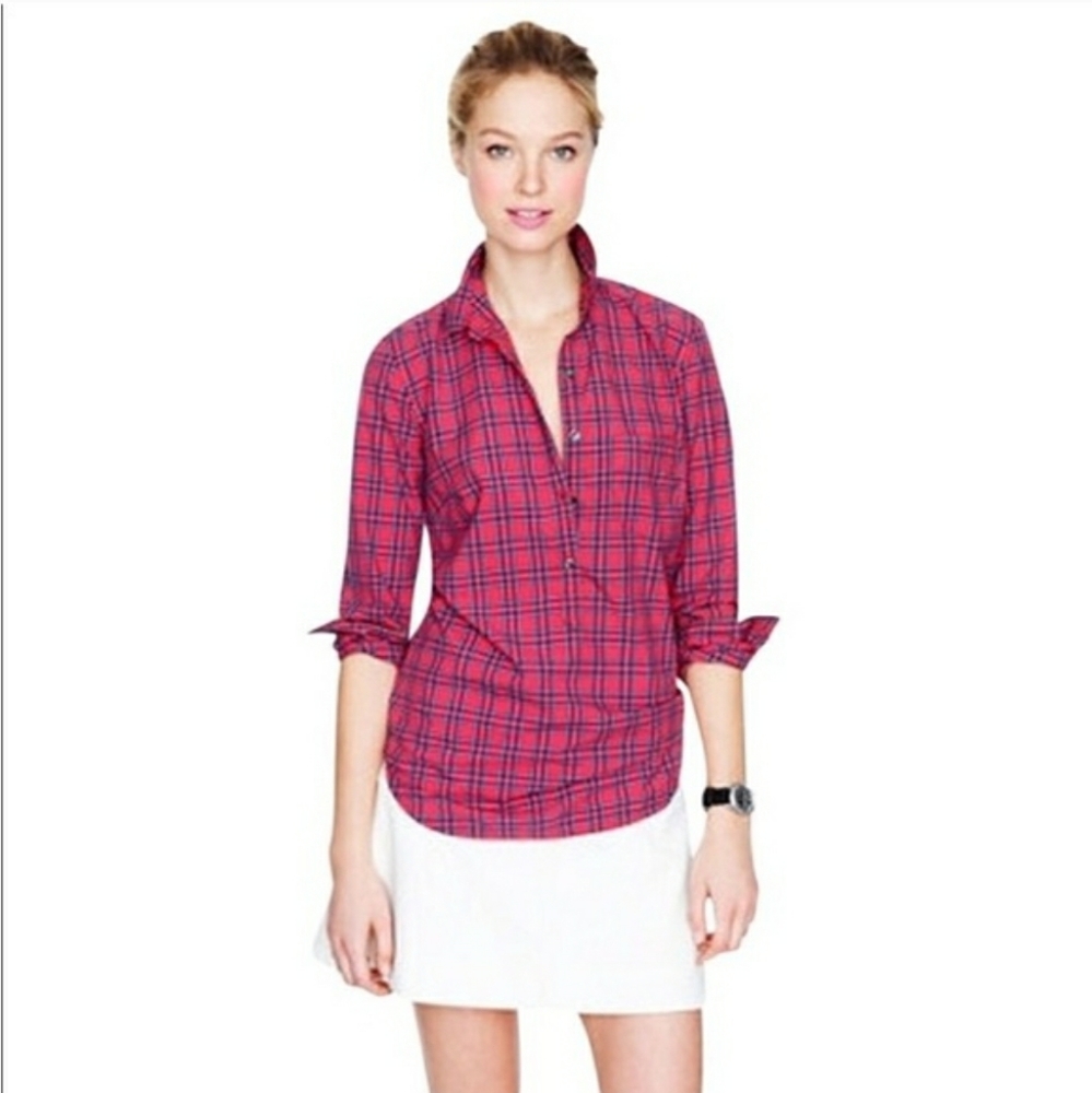 J Crew Tartan Pullover Blouse